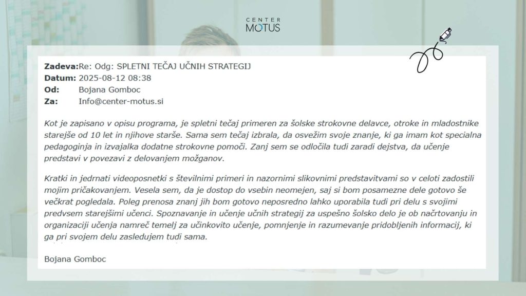pohvala spletnega tečaja