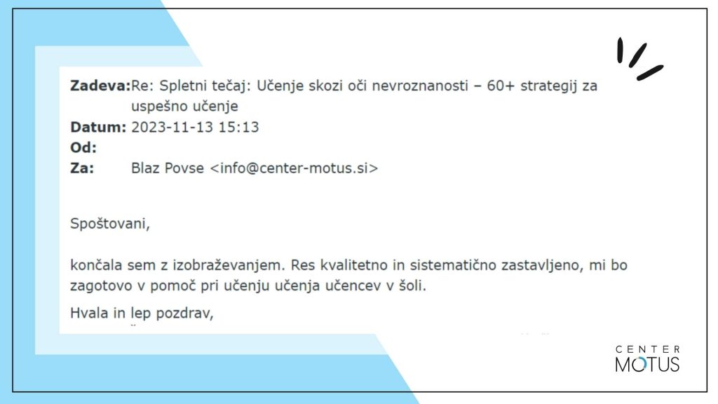Spletni tečaj o učnih strategijah, mnenje učiteljev