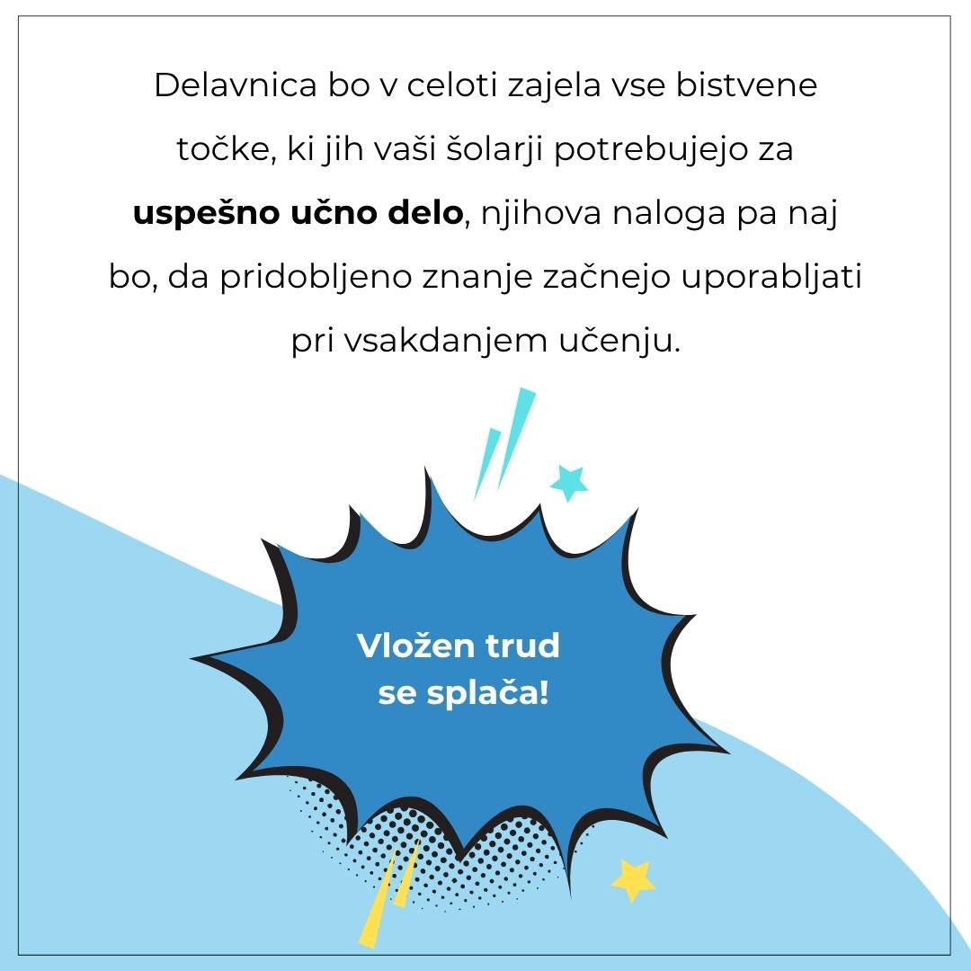 Učimo se z glavo - vsebine delavnice učenja